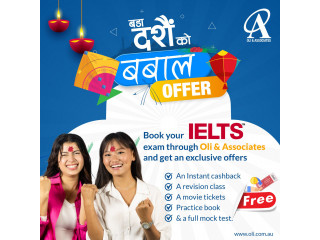 Dashain Special Offer!  Book your IELTS exam through Oli and Associates during our Dashain offer and receive: